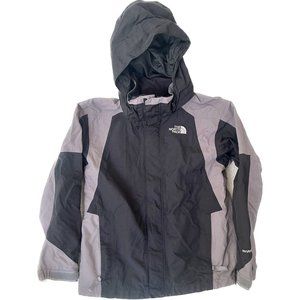 The North Face Hyvent Jacket Boys Sz Large Black & Tan Full Zip Up Nylon Hooded